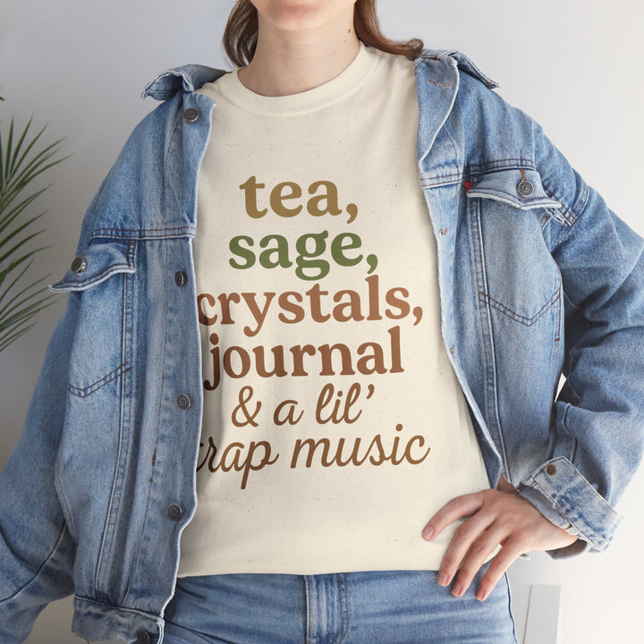 Tea, Sage, Crystals, Journal & Trap Music" Self-Care Tee | LEV8HER