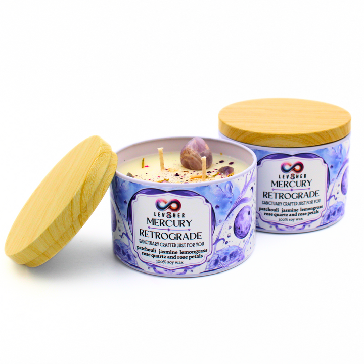 Mercury Retrograde Candle | Soy Wax Essential Oil Candle for Grounding & Clarity | LEV8HER
