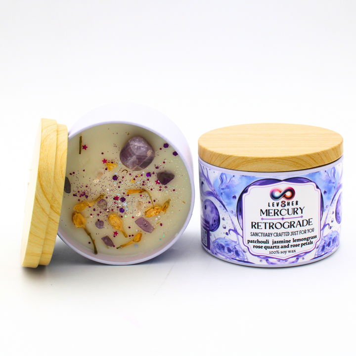 Mercury Retrograde Candle | Soy Wax Essential Oil Candle for Grounding & Clarity | LEV8HER