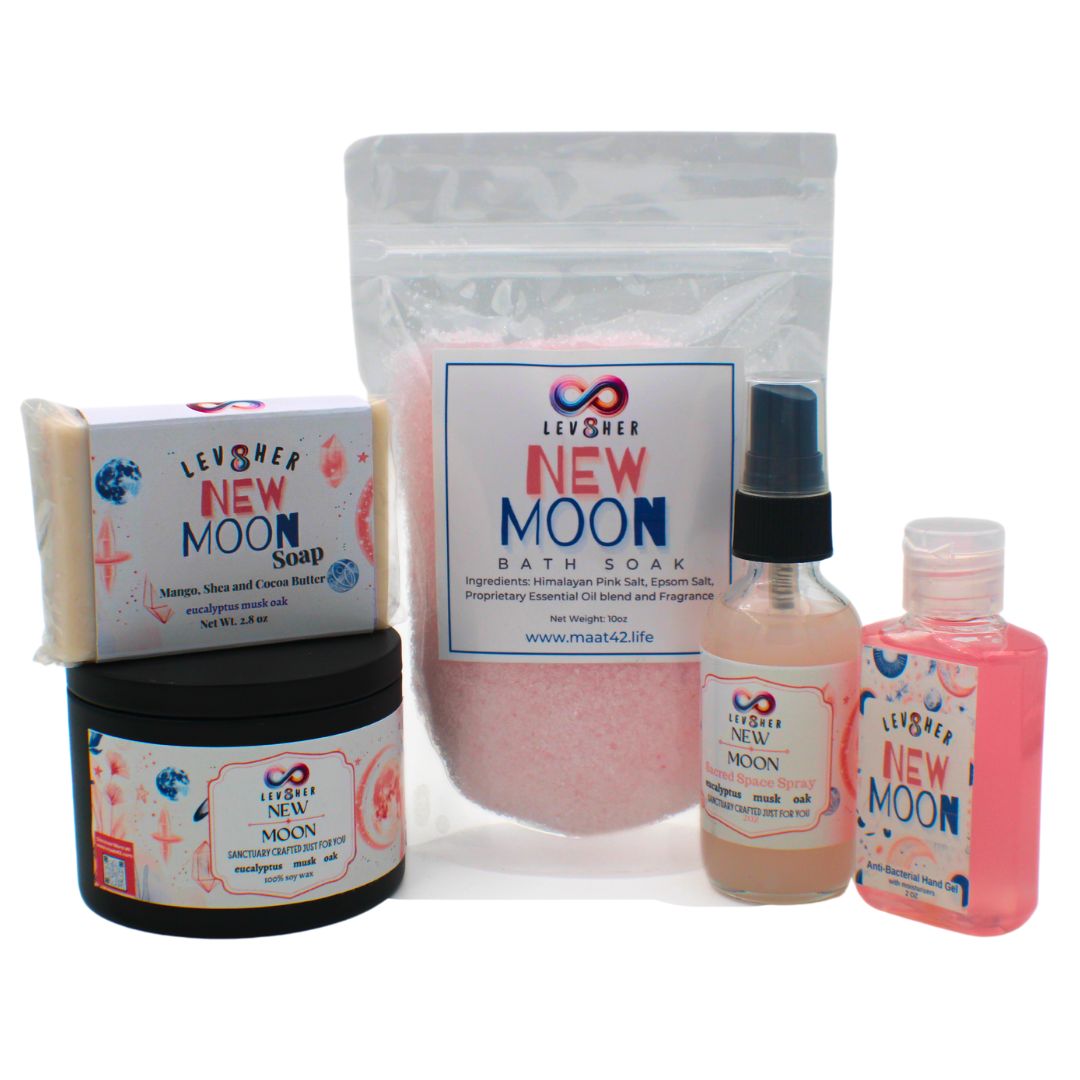 LEV8HER GIFT BOX- Soap, Sanitizer, Bath Salts, Hand Sanitizer and Exfoliator